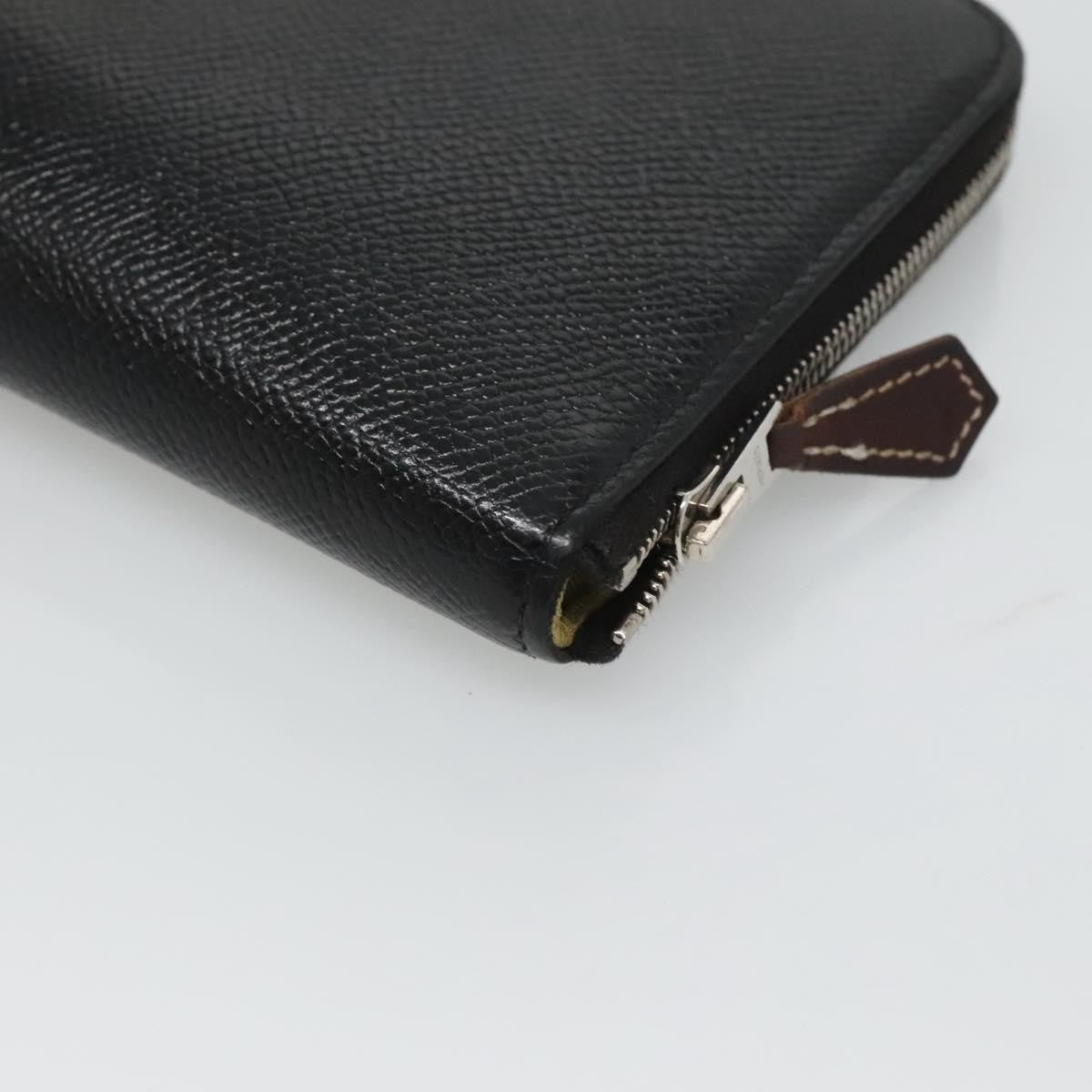 Hermes Azap Zip Around Wallet Silk'in Epsom, Black, Leather, Wallet