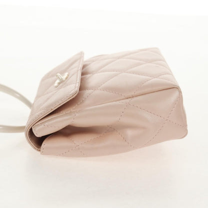 Chanel Ring Flap Bag Quilted Leather, PINK, LEATHER, Clutche & pouche