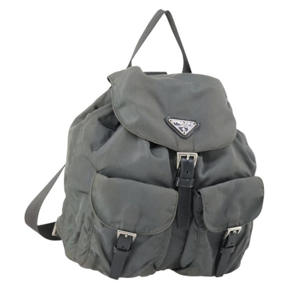 Prada Double Front Pocket Backpack Tessuto, Gray, Nylon, Backpack