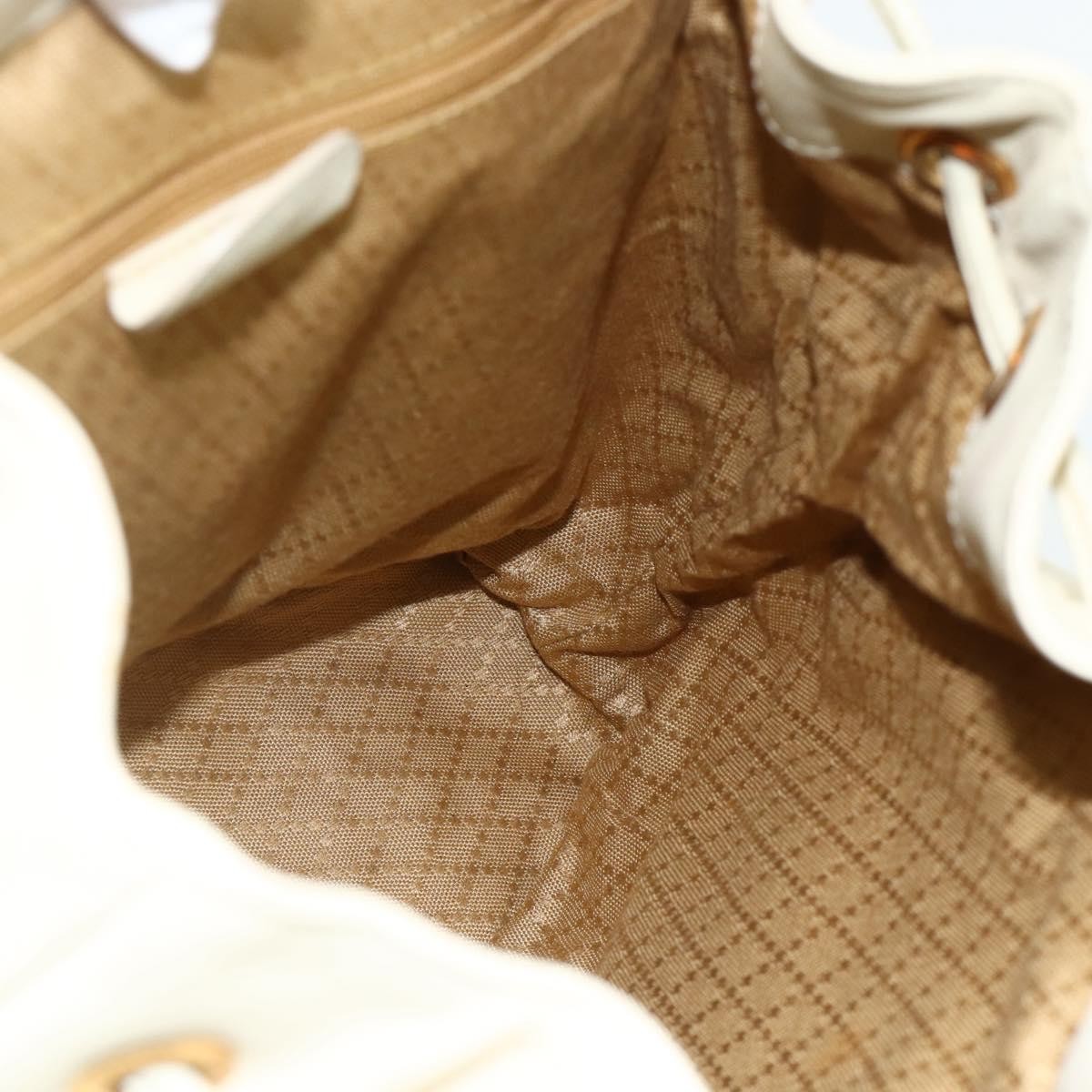 Gucci Vintage Bamboo Backpack Leather, White, Leather, Backpack