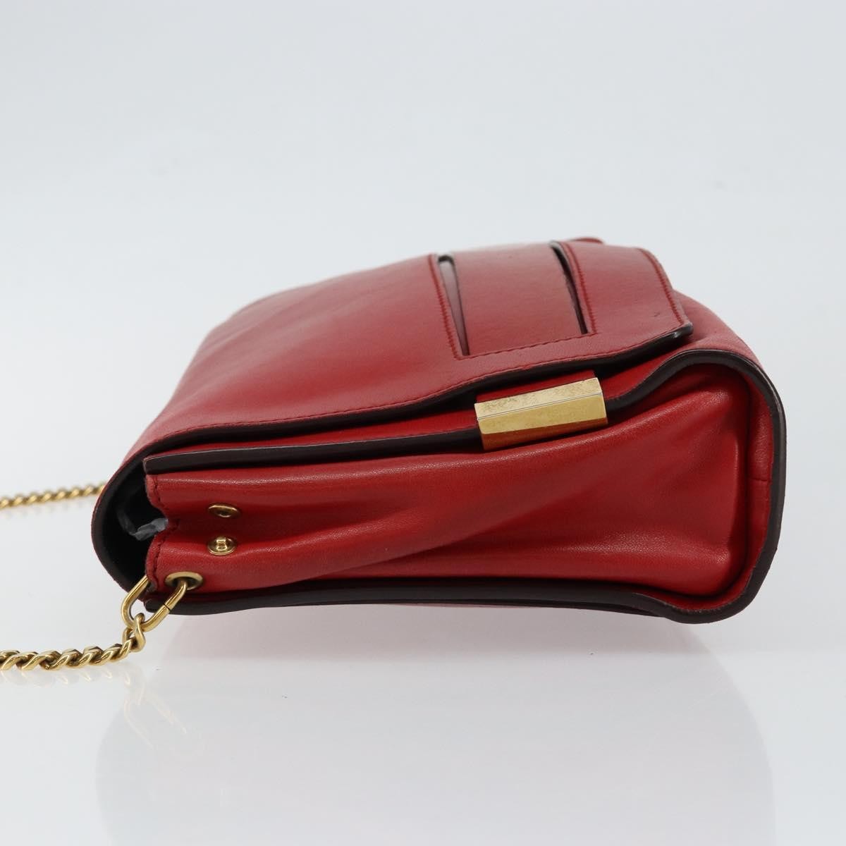 Chloe Elle Chain Clutch Leather, RED, LEATHER, Clutche & pouche