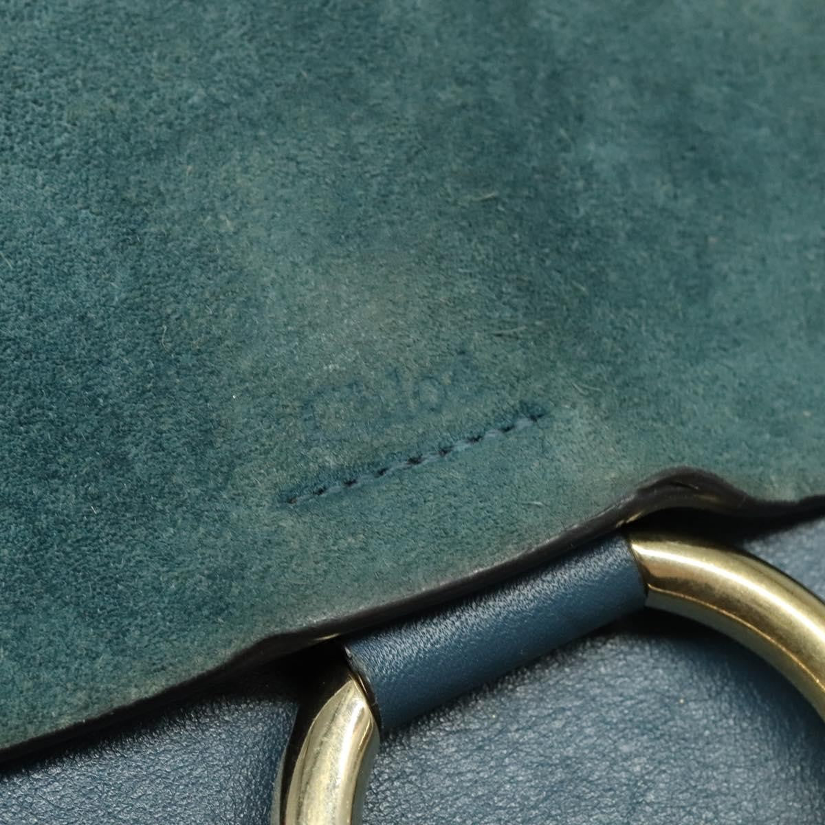 Chloe Faye Shoulder Bag Leather and Suede, TURQUOISE, SUEDE, Shoulder bag