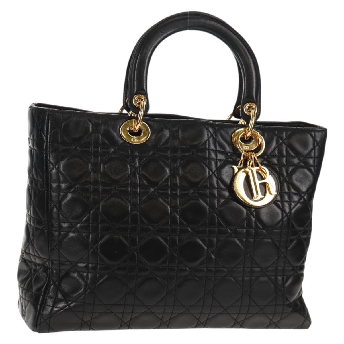 Christian Dior Vintage Lady Dior Bag Cannage Quilt Lambskin, BLACK, LEATHER, Handbag