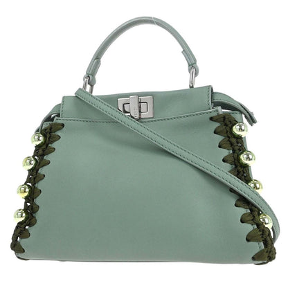 Fendi Peekaboo Bag Leather, Green, Leather, Handbag