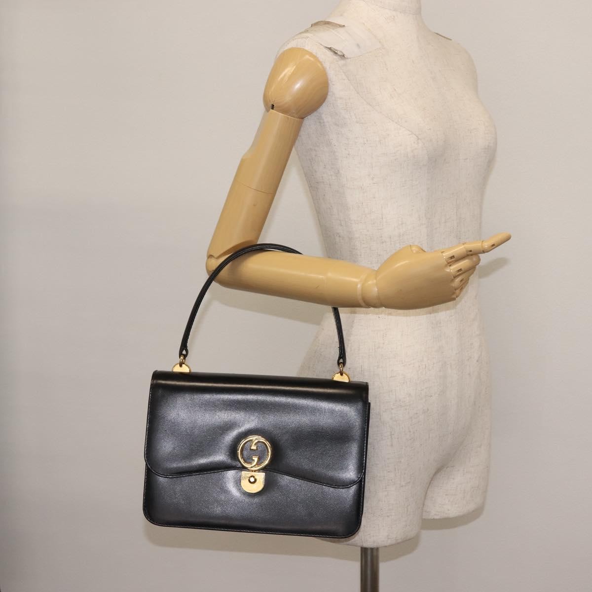 Gucci 1973 Flap Top Handle Bag Leather, BLACK, LEATHER, Handbag
