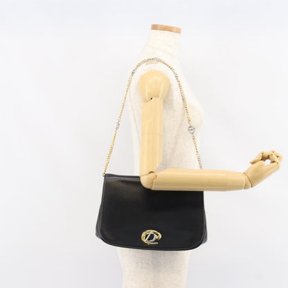 Christian Dior Vintage Chain Flap Shoulder Bag Leather, BLACK, LEATHER, Shoulder bag