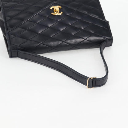 Chanel Vintage Envelope Flap Shoulder Bag Quilted Lambskin, BLACK, LACE, Shoulder bag