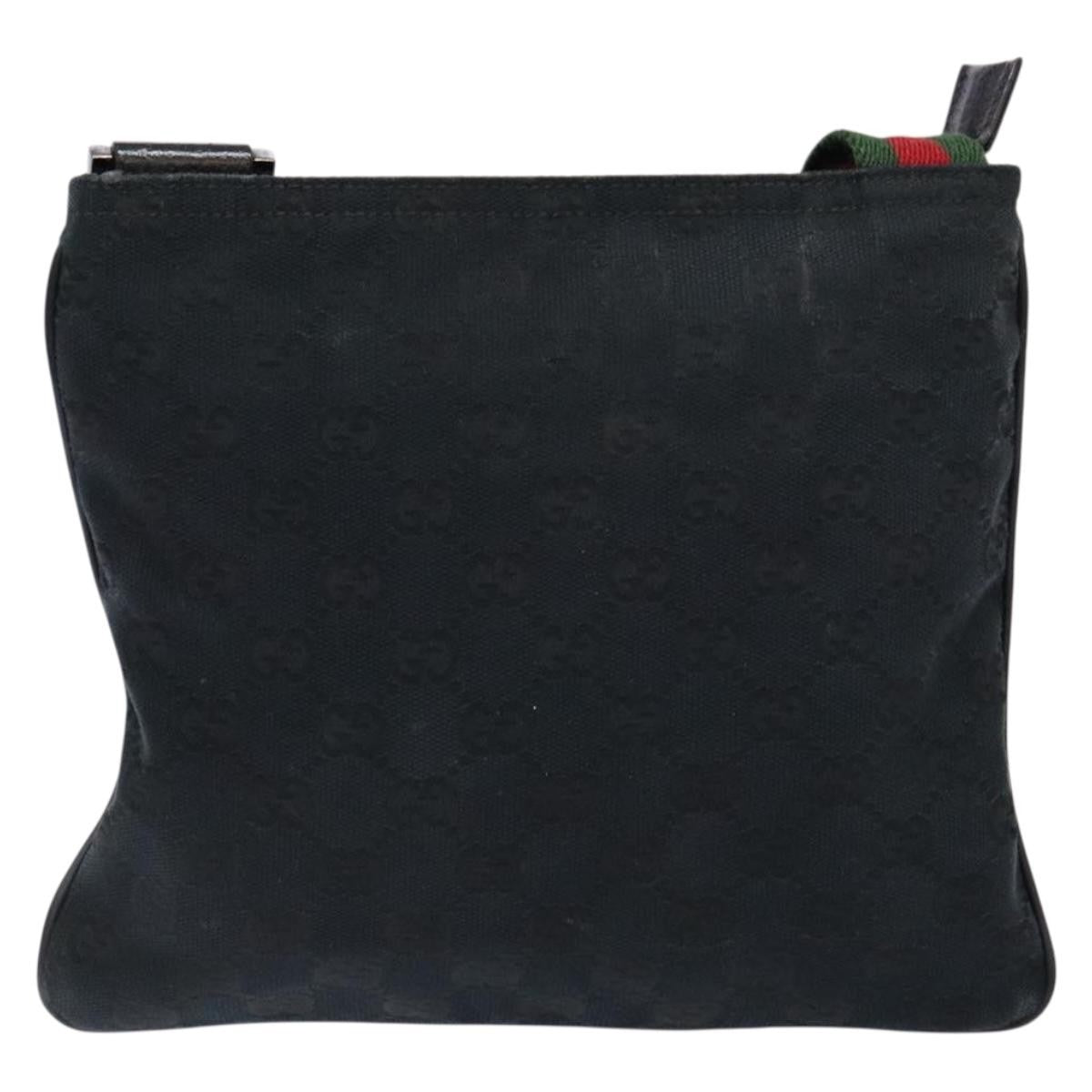 Gucci Web Strap Zip Messenger Bag GG Canvas, BLACK, CANVAS, Shoulder bag