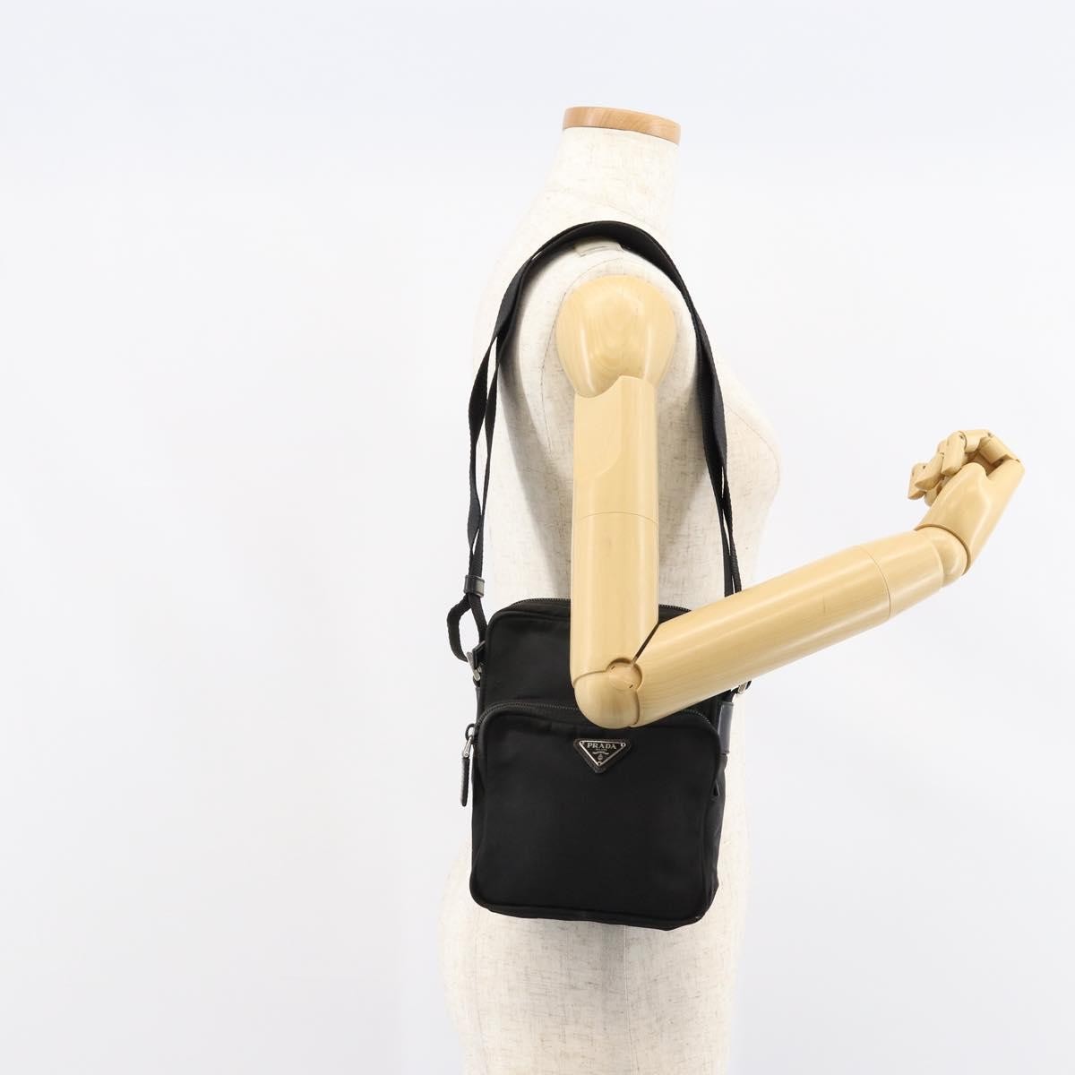 Prada Front Pocket Messenger Bag Tessuto, BLACK, NYLON, Shoulder bag