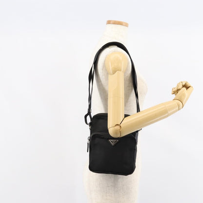 Prada Front Pocket Messenger Bag Tessuto, BLACK, NYLON, Shoulder bag