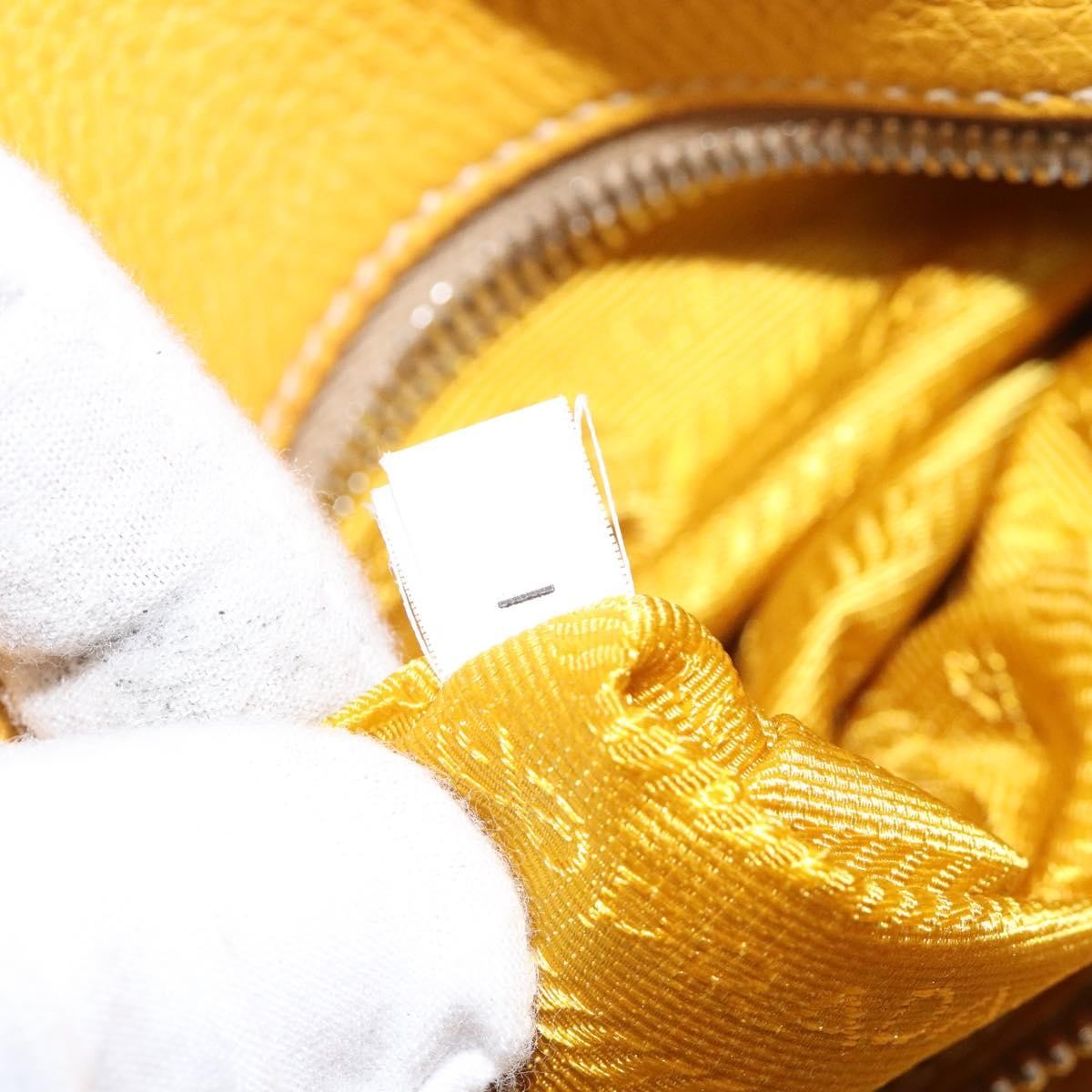 Prada Vintage Handbag Leather, YELLOW, LEATHER, Handbag