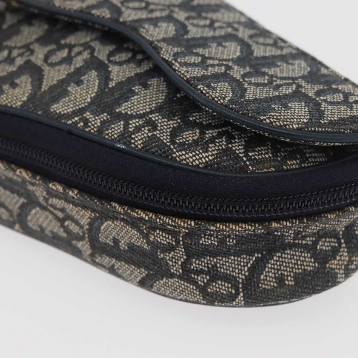 Christian Dior Vintage Saddle Coin Purse Diorissimo Canvas, Navy, Canvas, Clutch