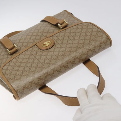 Celine Vintage Macadam Handbag Canvas and Leather, Beige, Canvas, Handbag