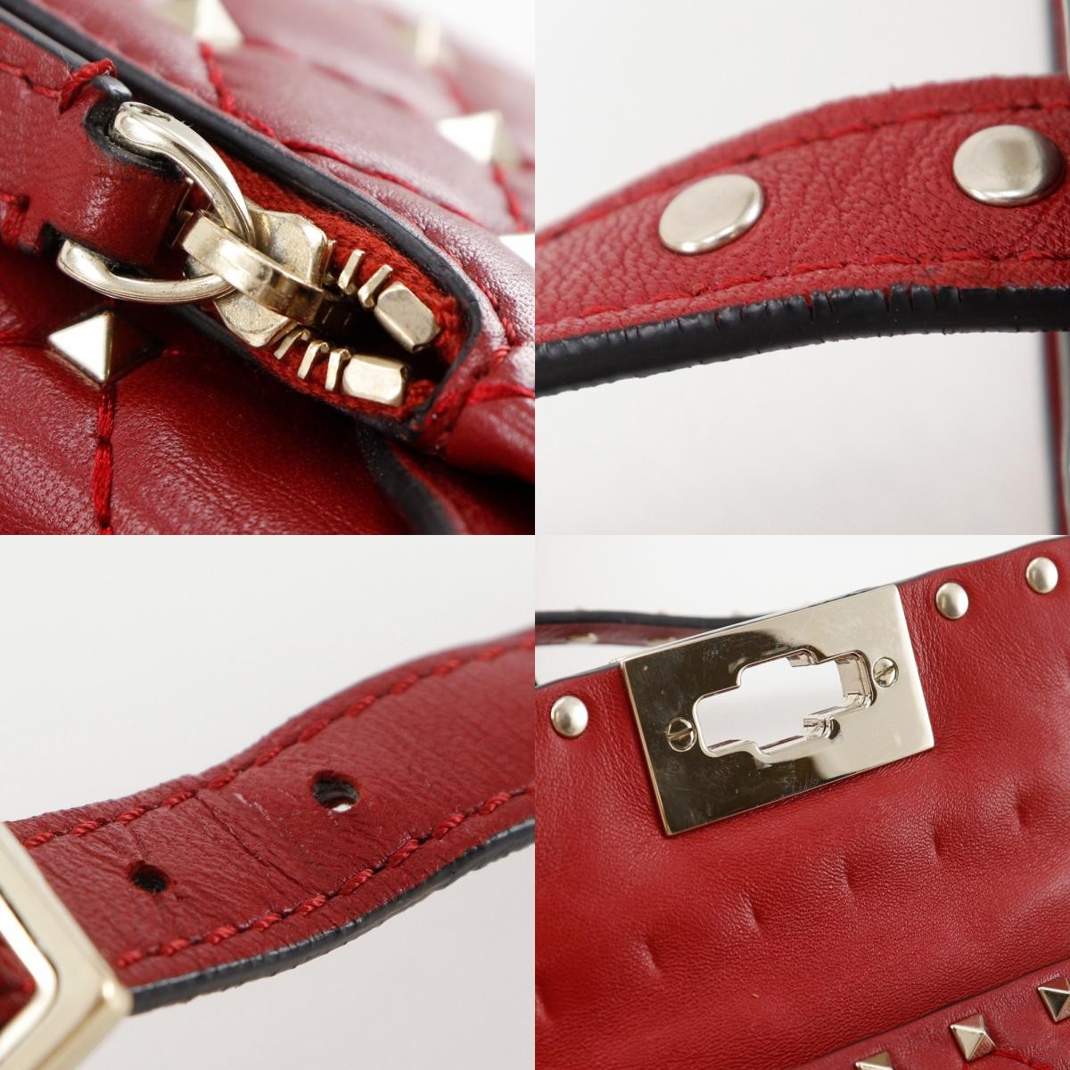 Valentino Garavani Rockstud Shoulder Bag Leather, RED, LEATHER, Shoulder bag
