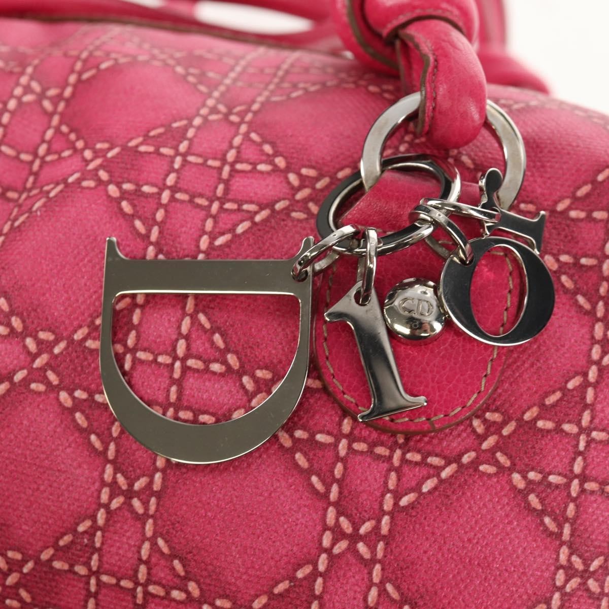 Christian Dior Cannage Handbag Canvas, PINK, CANVAS, Handbag