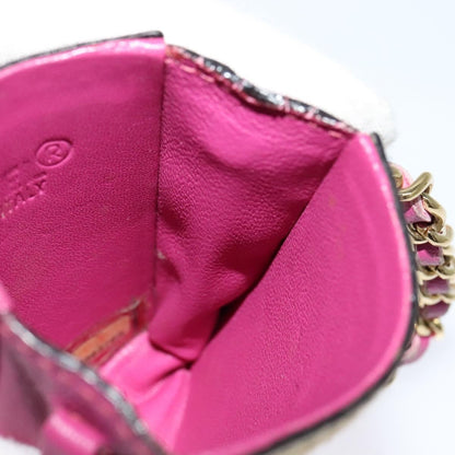 Chanel Vintage Card Case with Charm Quilted Lambskin, PINK, LEATHER, Card Holders
