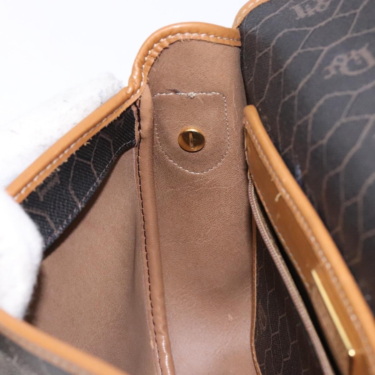 Christian Dior Vintage Honeycomb Flap Crossbody Bag Canvas and Leather, BLACK, CANVAS, Crossbody bag