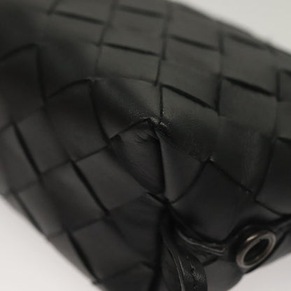 Bottega Veneta Loop Crossbody Bag Intrecciato Nappa, BLACK, LEATHER, Clutche & pouche