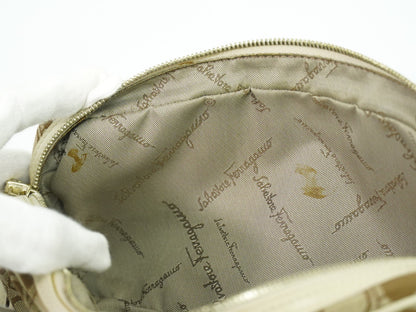 Salvatore Ferragamo Gancini Shoulder Bag Canvas, BEIGE, CANVAS, Shoulder bag