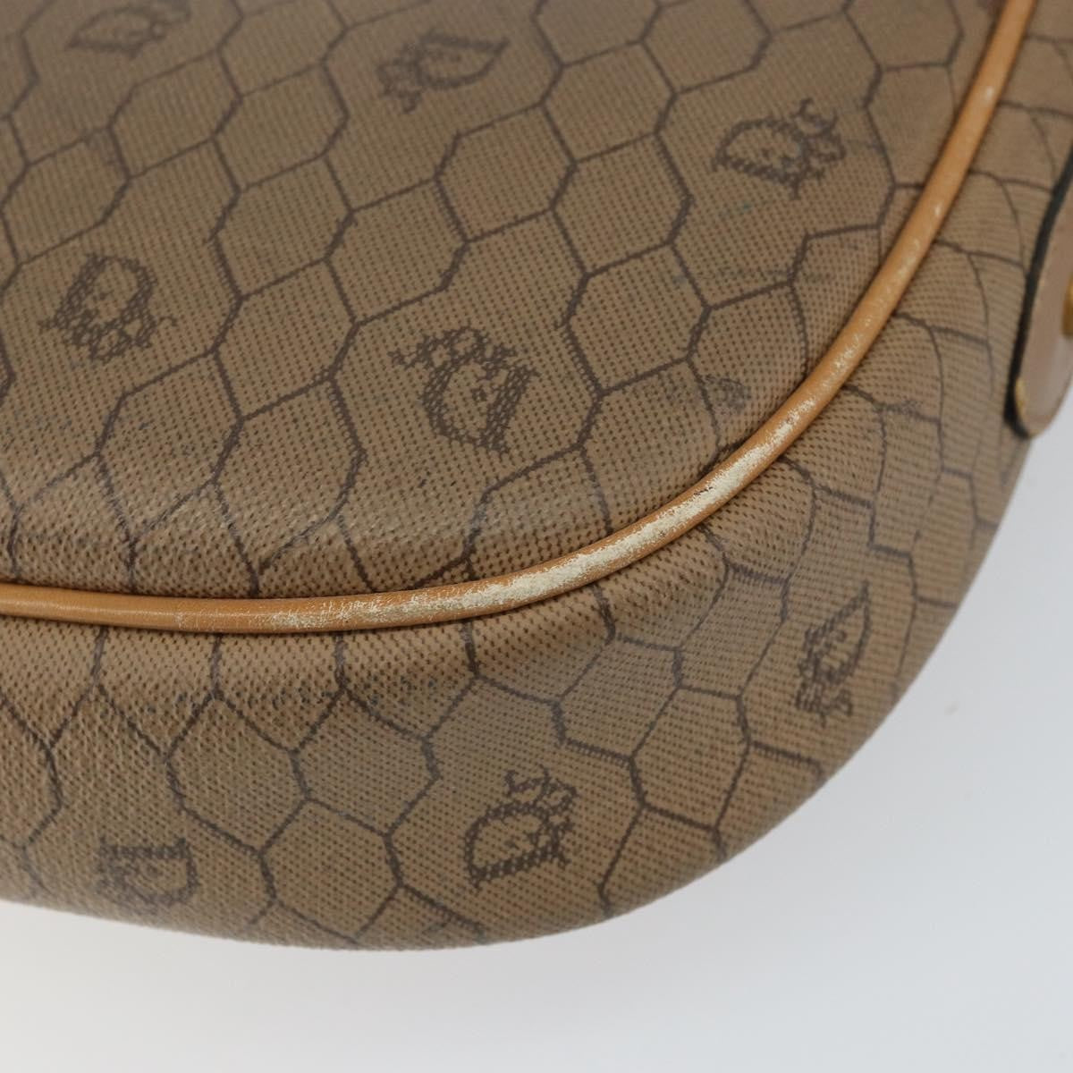 Christian Dior Vintage Honeycomb Shoulder Bag Canvas and Leather, BEIGE, CANVAS, Shoulder bag