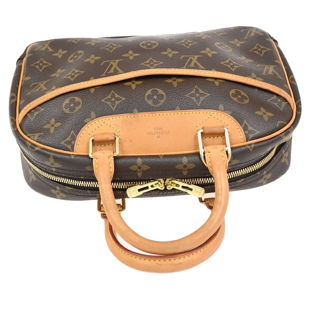 Louis Vuitton Trouville Handbag Monogram Canvas, Brown, Leather, Handbag