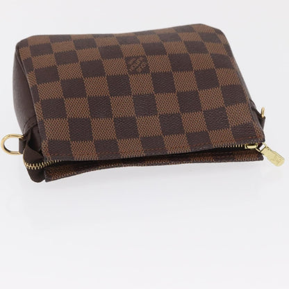 Louis Vuitton Trousse Make Up Bag Damier, BROWN, CANVAS, Clutche & pouche
