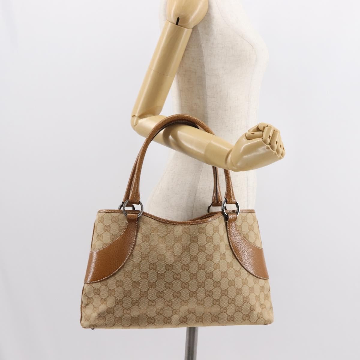 Gucci Vintage Ring Tote GG Canvas with Leather, BEIGE, CANVAS, Tote bag