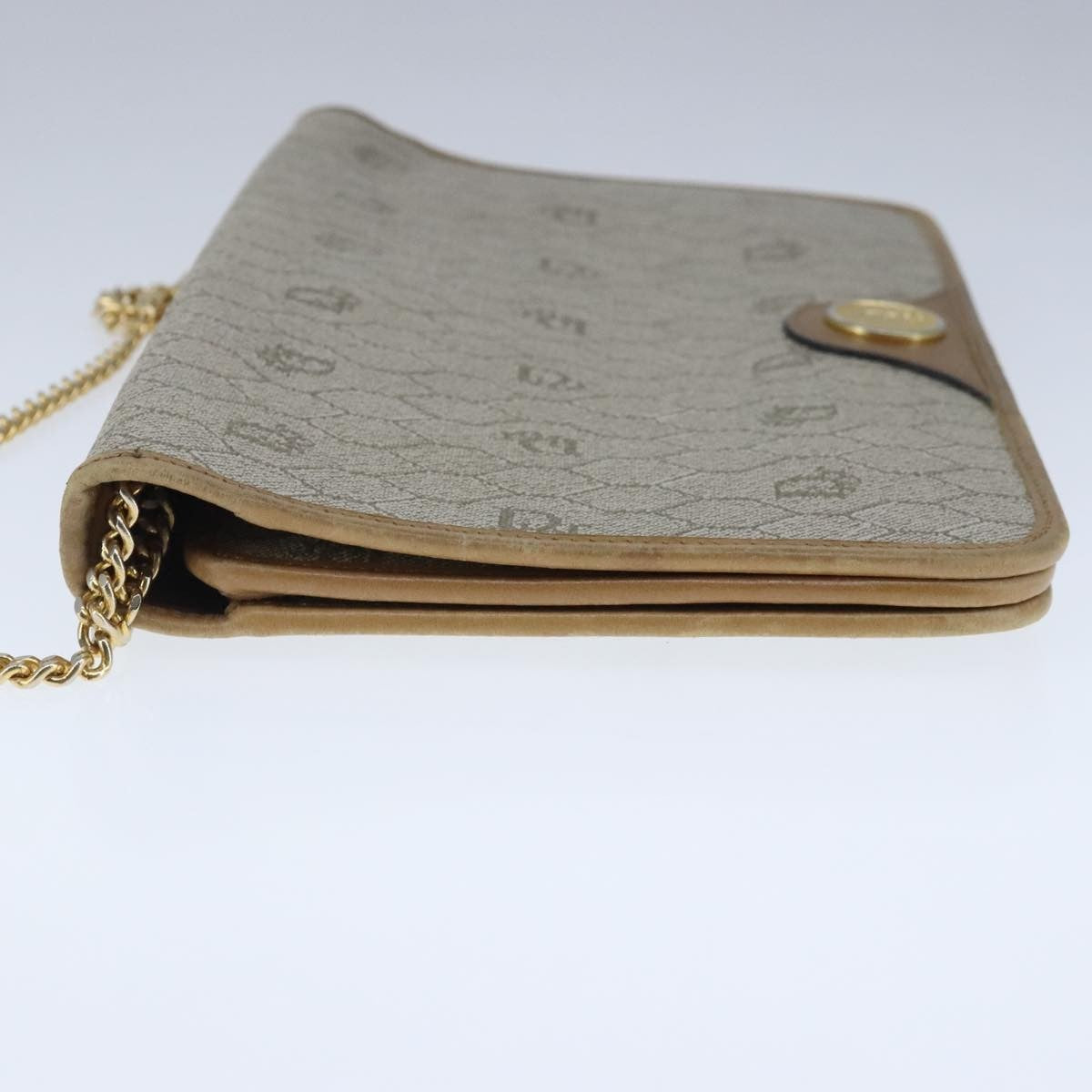 Christian Dior Vintage Honeycomb chain Canvas, BEIGE, CANVAS, Handbag