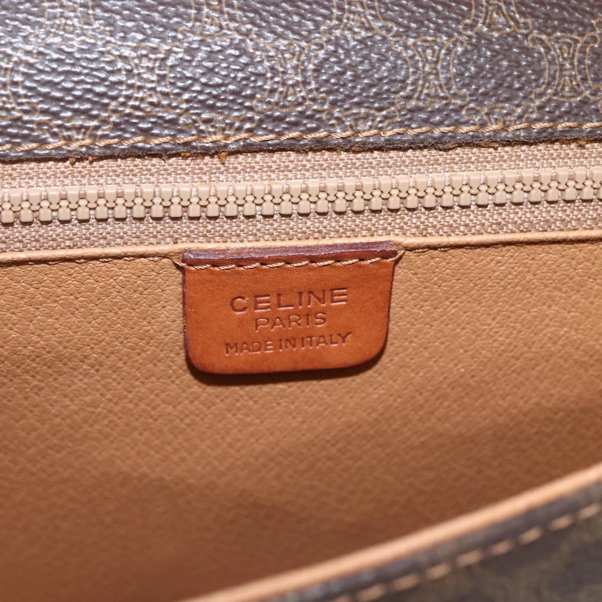 Celine Vintage Macadam Shoulder Bag Canvas and Leather, BROWN, PVC, Shoulder bag