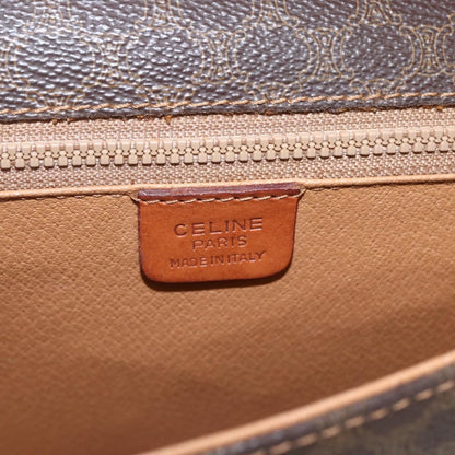 Celine Vintage Macadam Shoulder Bag Canvas and Leather, BROWN, PVC, Shoulder bag