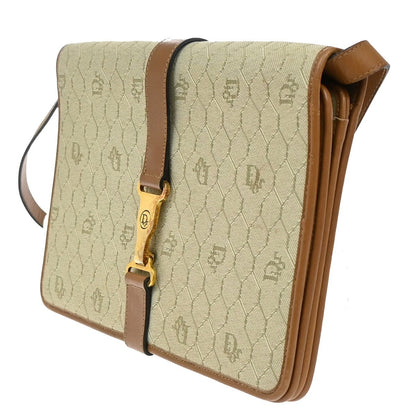 Christian Dior Vintage Honeycomb Handbag Canvas Leather, BEIGE, CANVAS, Shoulder bag