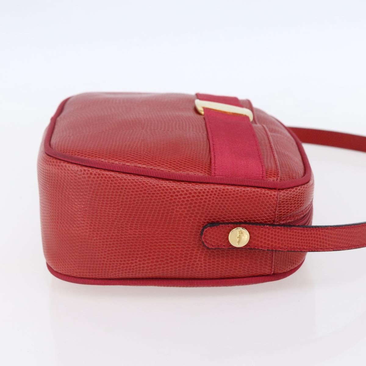 Salvatore Ferragamo Vala Shoulder Bag Embossed Leather, RED, LEATHER, Shoulder bag