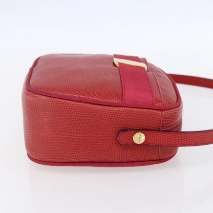 Salvatore Ferragamo Vala Shoulder Bag Embossed Leather, RED, LEATHER, Shoulder bag