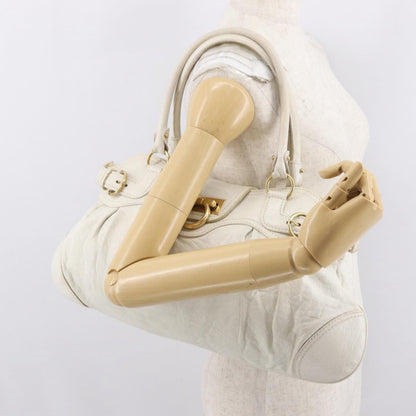 Salvatore Ferragamo Gancini handbag Leather, WHITE, LEATHER, Handbag
