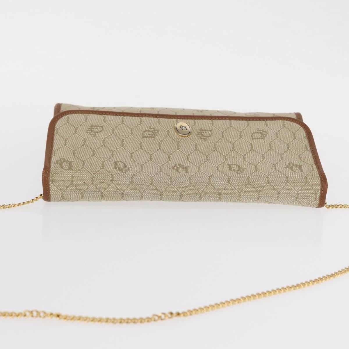 Christian Dior Vintage Honeycomb chain Canvas, BEIGE, CANVAS, Shoulder bag