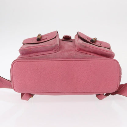 Gucci Vintage Bamboo Backpack Suede, PINK, SUEDE, Backpack