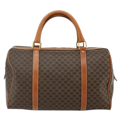 Celine Vintage Macadam Boston bag Canvas and Leather, Brown, Canvas, Travel Bag