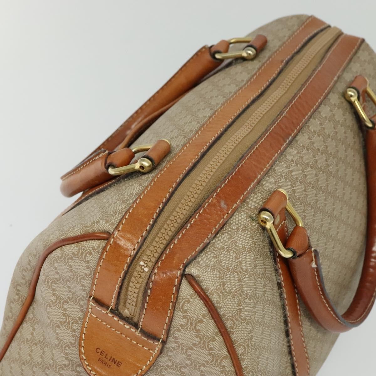 Celine Macadam Handbag Macadam with leather, BEIGE, CANVAS, Handbag