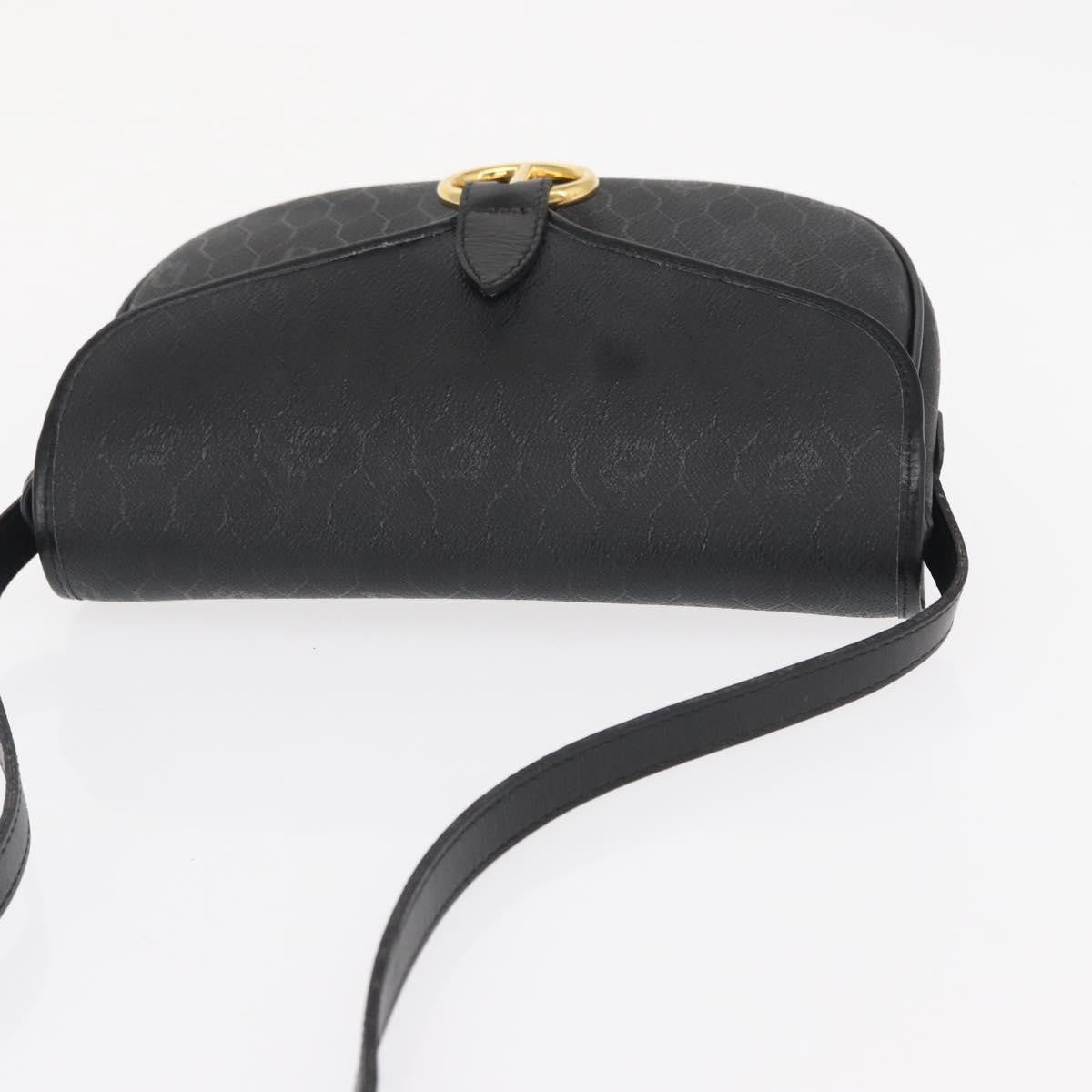 Christian Dior Vintage Honeycomb Flap Crossbody Bag Coated Canvas, BLACK, CANVAS, Shoulder bag