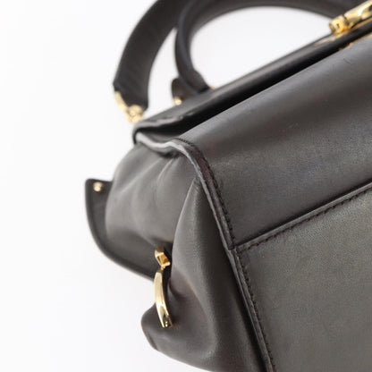 Salvatore Ferragamo Sofia Satchel Leather, BROWN, LEATHER, Handbag