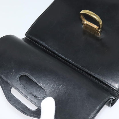 Celine Gancini Handbag Leather, BLACK, LEATHER, Handbag