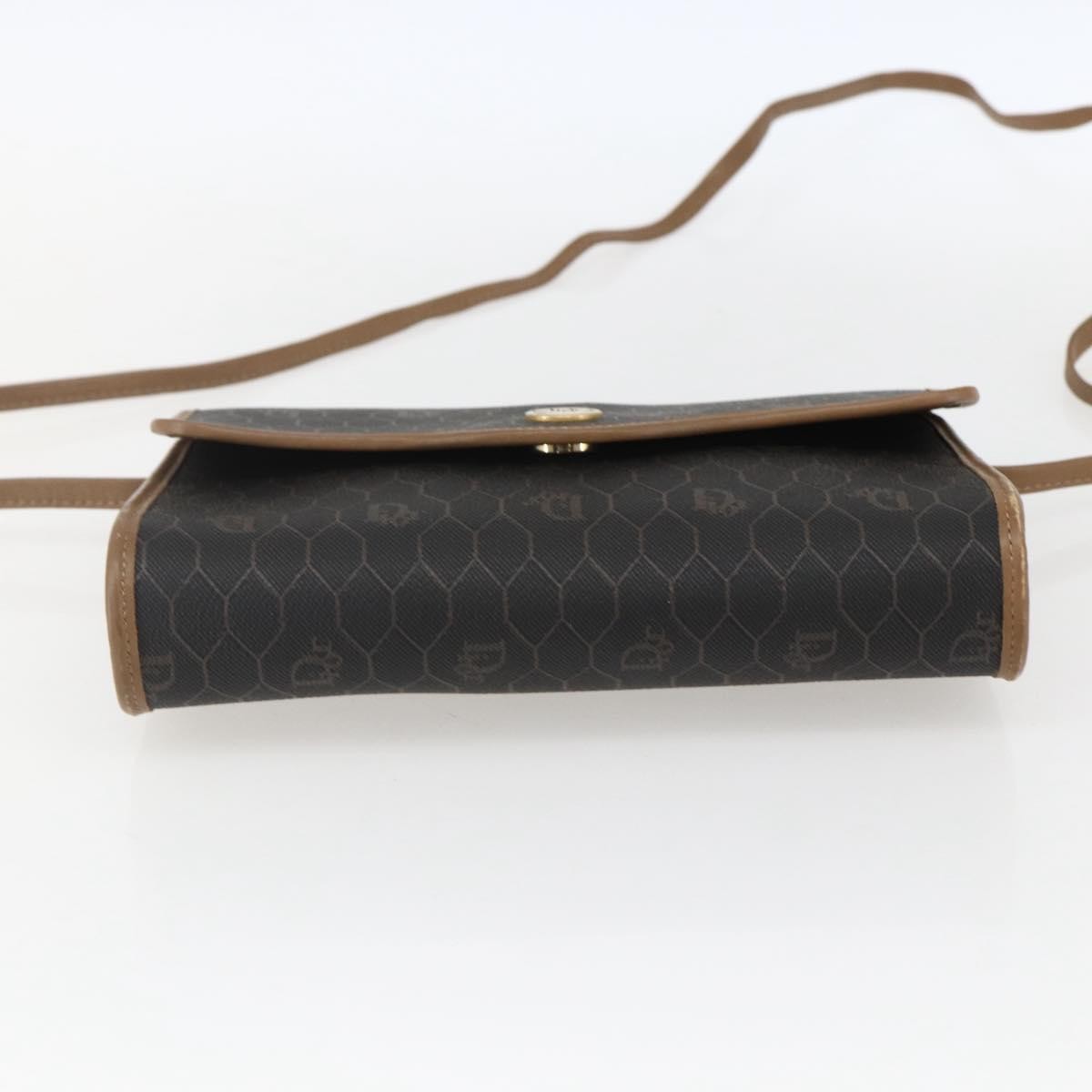 Christian Dior Vintage Honeycomb Flap Crossbody Bag Canvas and Leather, BLACK, CANVAS, Shoulder bag