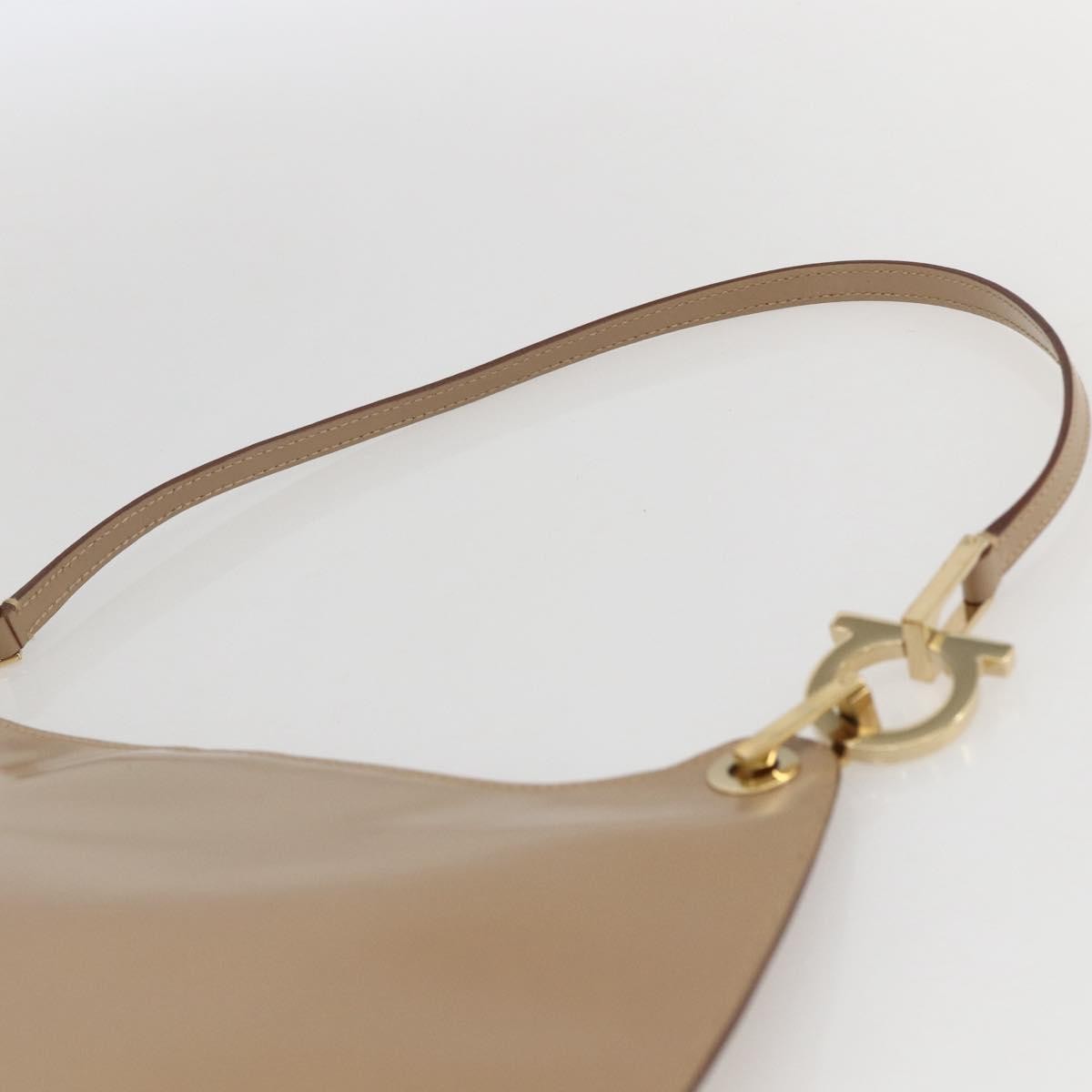 Salvatore Ferragamo Gancini Shoulder Bag Leather, BEIGE, LEATHER, Shoulder bag