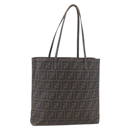 Fendi Compartment Shopping Tote Zucca Coated Canvas, BLACK, PVC, Tote bag
