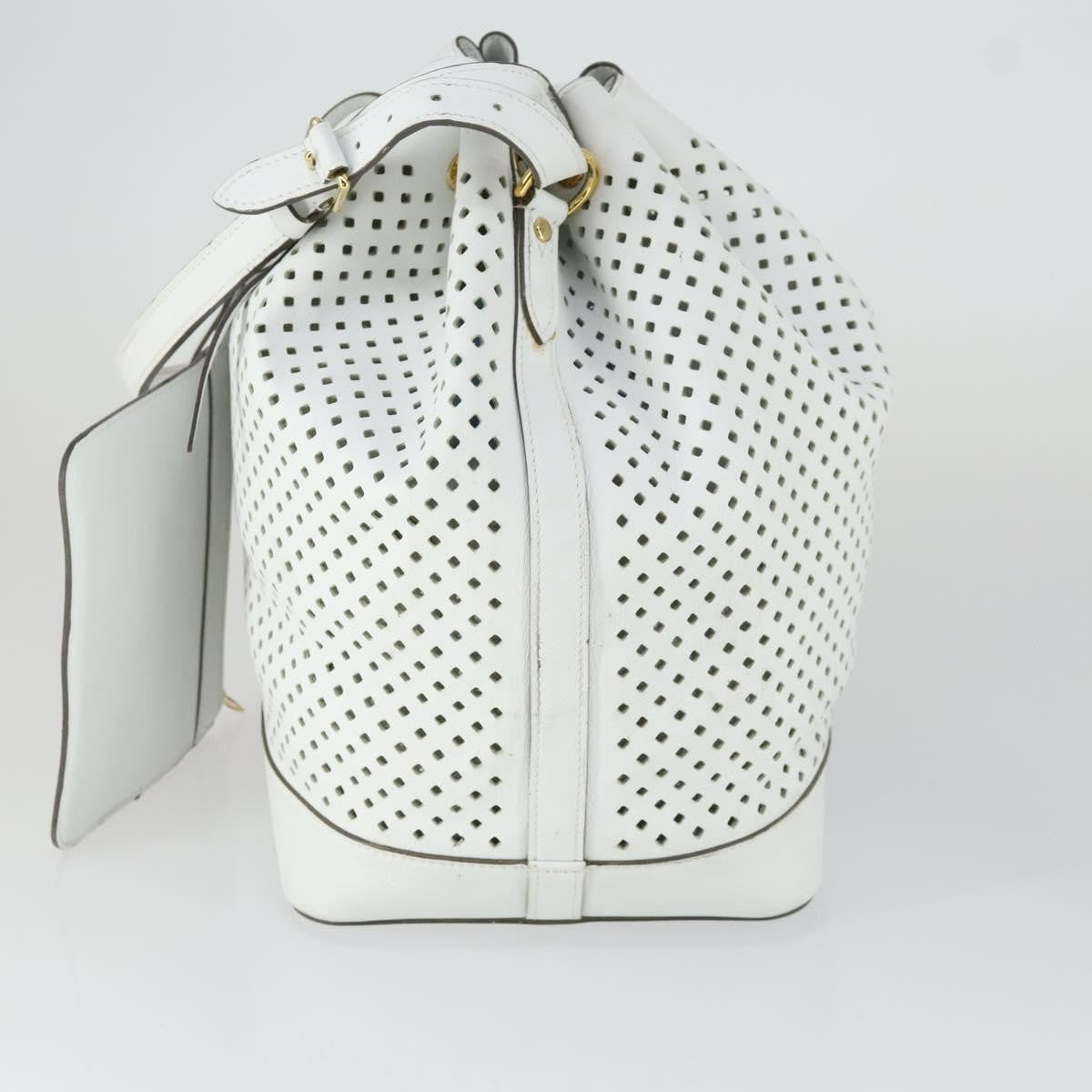 Louis Vuitton Flore Noe Handbag Perforated Leather, WHITE, LEATHER, Shoulder bag
