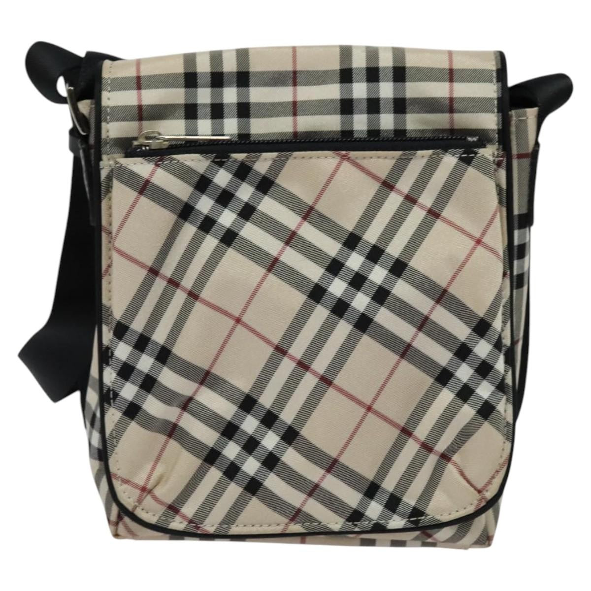 Burberry Nova Check Blue Label Nylon, Beige, Nylon, Shoulder Bag