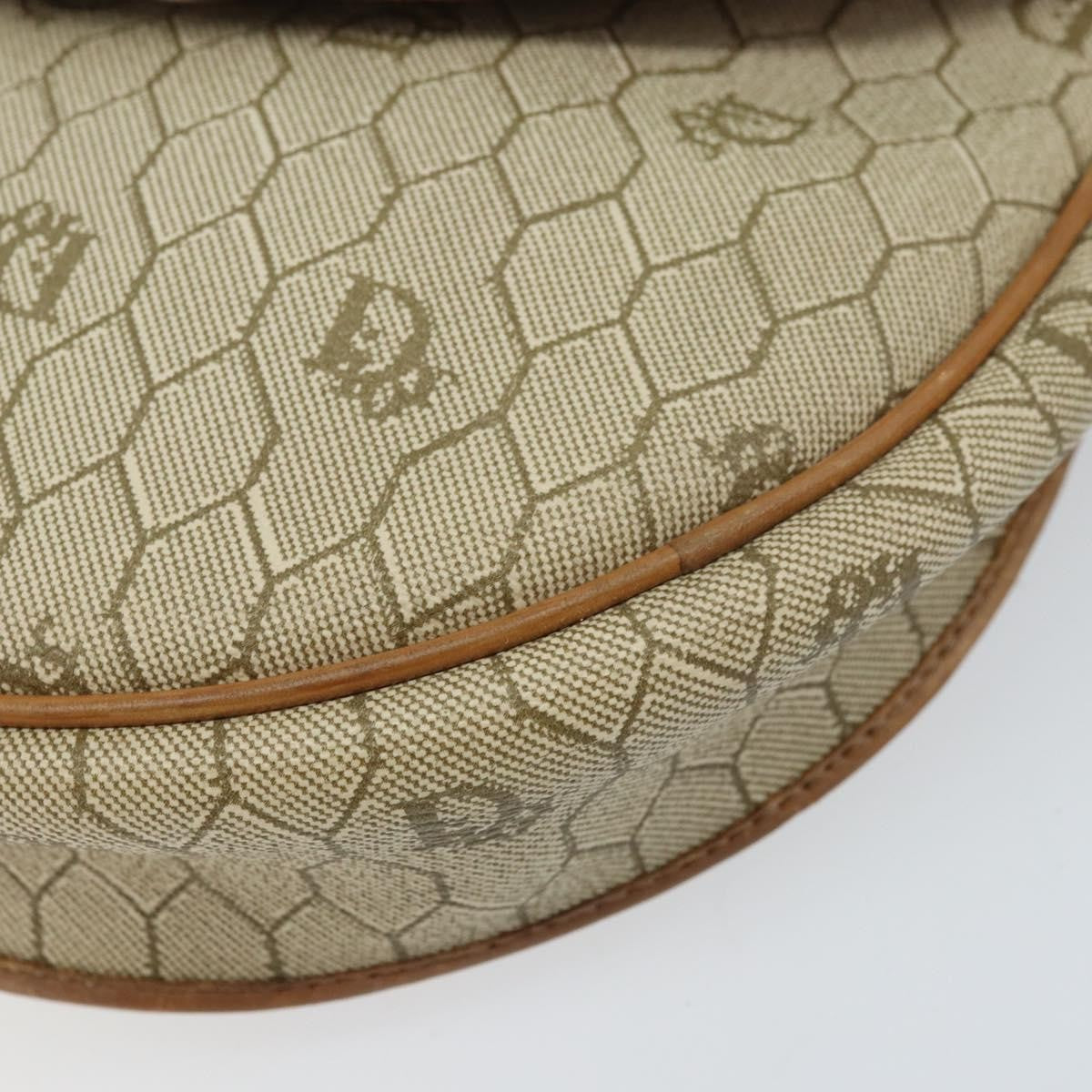 Christian Dior Vintage Honeycomb Shoulder Bag Canvas and Leather, BEIGE, CANVAS, Shoulder bag