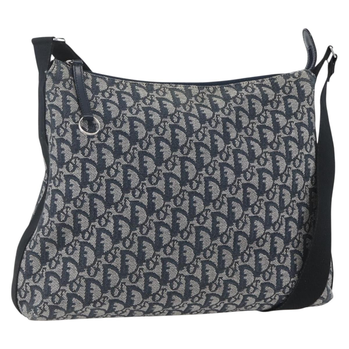 Christian Dior Vintage Trotter Shoulder Bag Canvas, NAVY, CANVAS, Shoulder bag