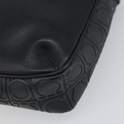 Salvatore Ferragamo Gancini Shoulder Bag Leather, BLACK, LEATHER, Shoulder bag