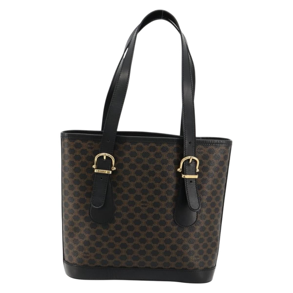 Celine Vintage Macadam Tote bag Canvas, Black, Canvas, Tote Bag